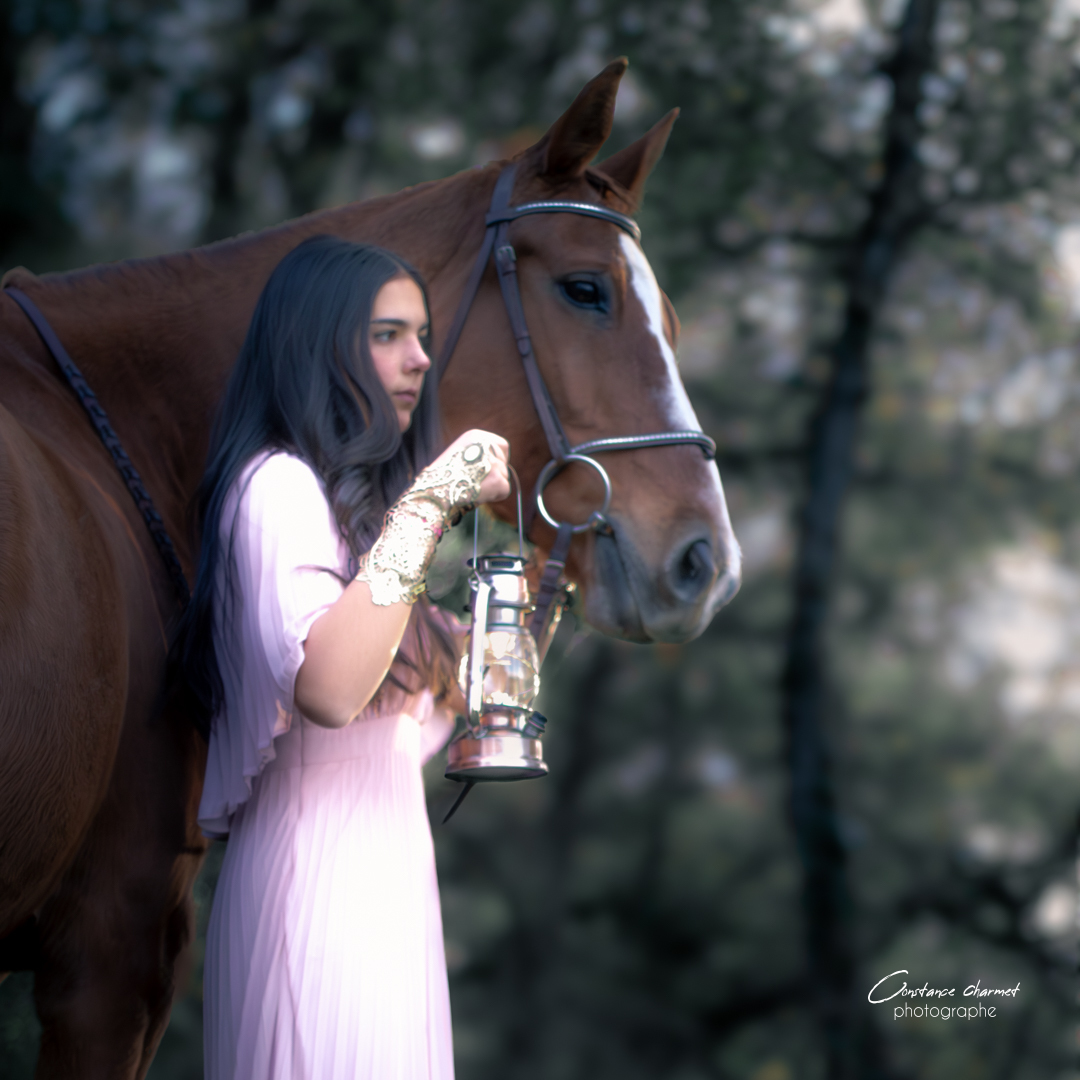 Portrait artistique avec cheval – séance photo créative en Occitanie